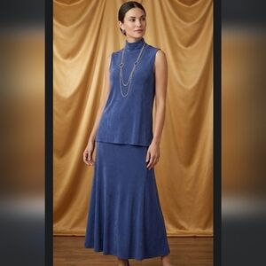 Chico's Vintage Blue Sleeveless Dress Chain Detail